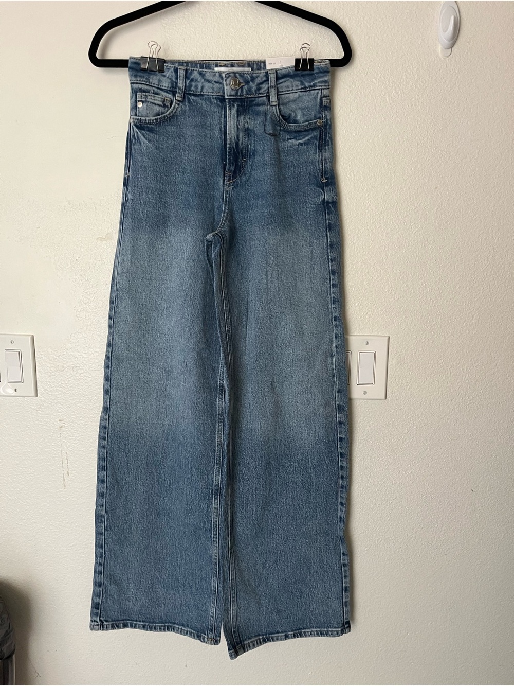 Zara Light Blue Wide-Leg High-Rise Jeans